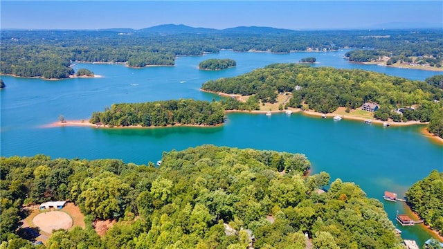 aerial view with a water and mountain view