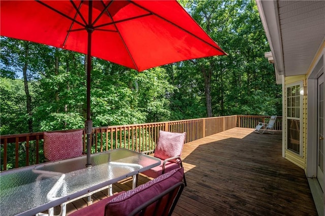 5584 Northwoods Rd, Clermont, GA 30527 - wooden deck with outdoor dining area