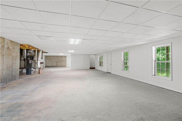 5584 Northwoods Rd, Clermont, GA 30527 - basement featuring a paneled ceiling and heating unit