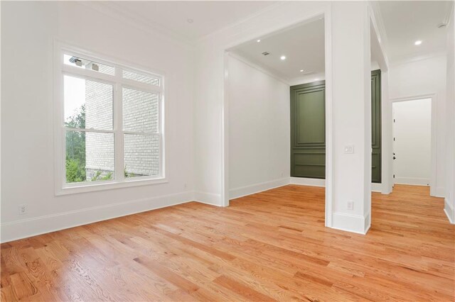 1525 Tapestry Rdg, Lawrenceville, GA 30045 - unfurnished room featuring baseboards, ornamental molding, light wood finished floors, and recessed lighting