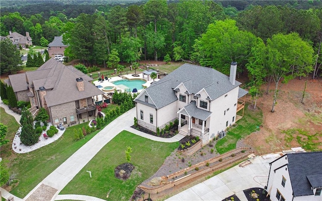 1525 Tapestry Rdg, Lawrenceville, GA 30045 - aerial view featuring a wooded view