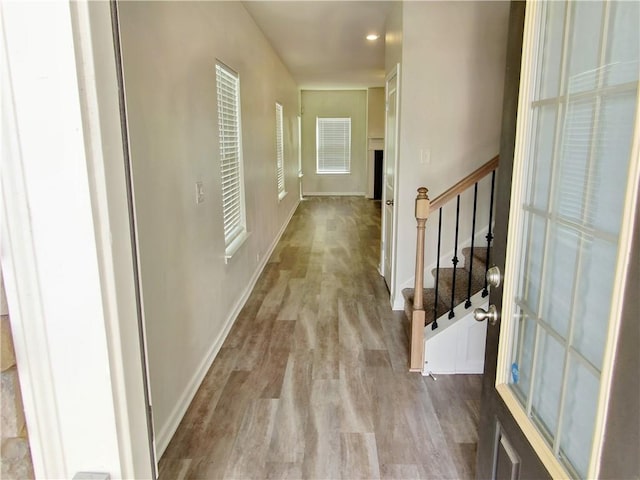 hall featuring light hardwood / wood-style flooring