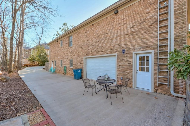 exterior space featuring a garage