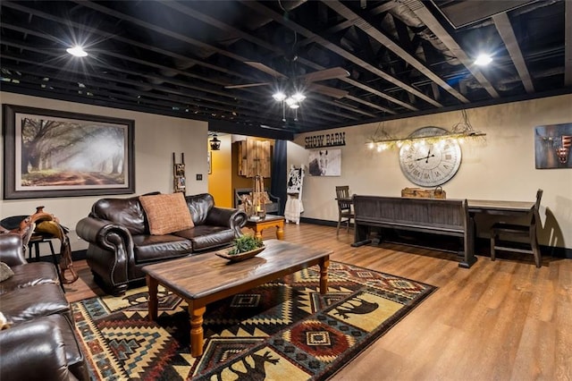 living room with hardwood / wood-style flooring