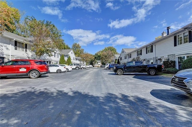 view of road with a residential view