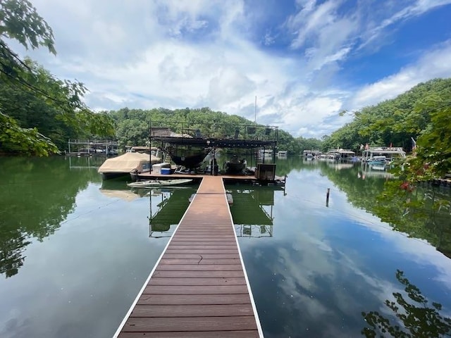 view of dock featuring a water view