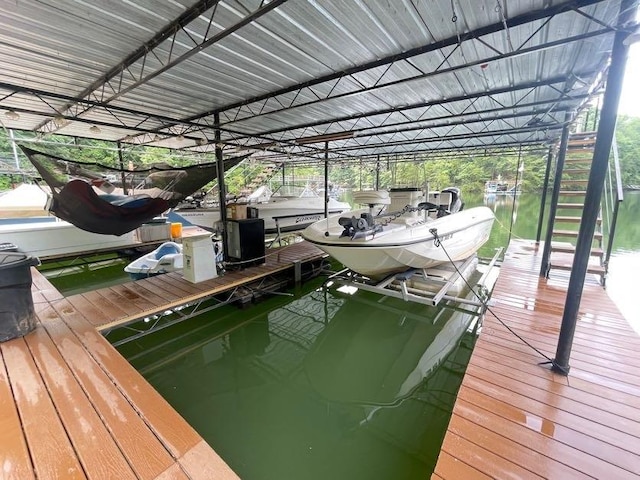 view of dock featuring a water view