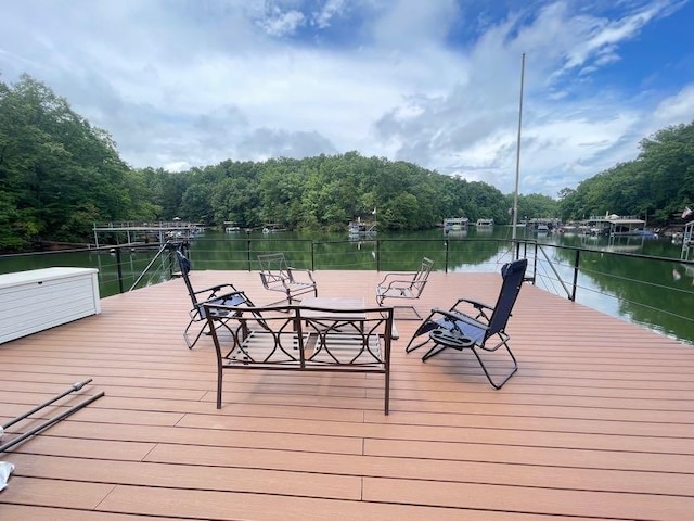 view of dock featuring a water view