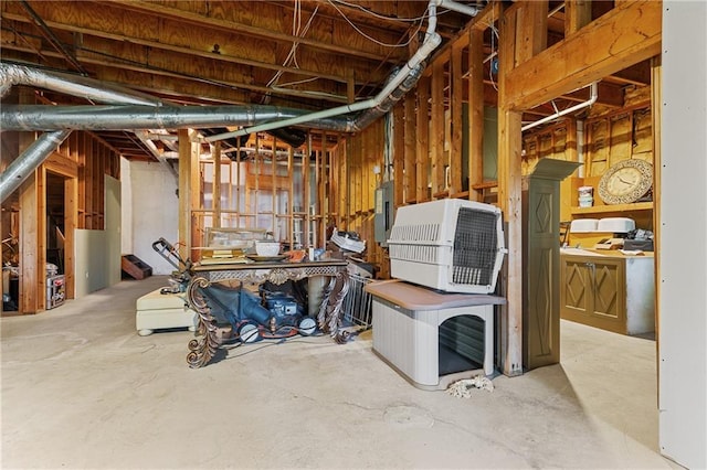 below grade area with electric panel