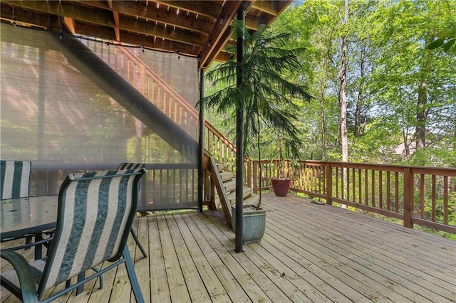 wooden terrace with stairway