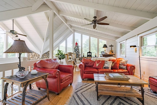 328 Black Ankle Creek Rd, Cherry Log, GA 30522 - sunroom / solarium with vaulted ceiling with beams and ceiling fan