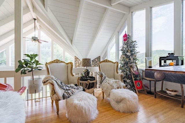 328 Black Ankle Creek Rd, Cherry Log, GA 30522 - sunroom / solarium featuring vaulted ceiling with beams