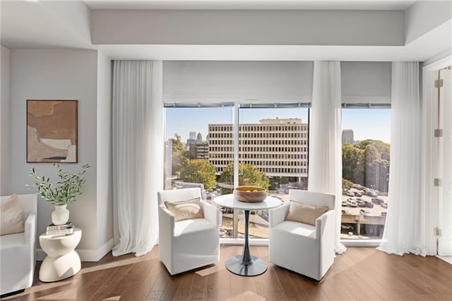 sitting room featuring hardwood / wood-style floors