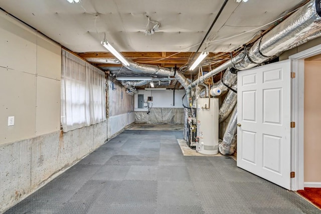 below grade area featuring gas water heater