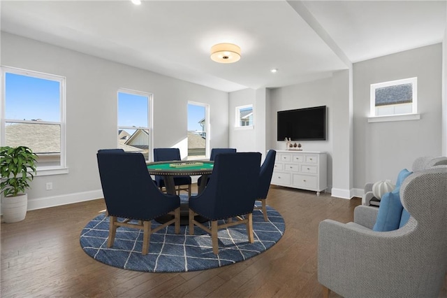 dining room featuring baseboards and hardwood / wood-style floors