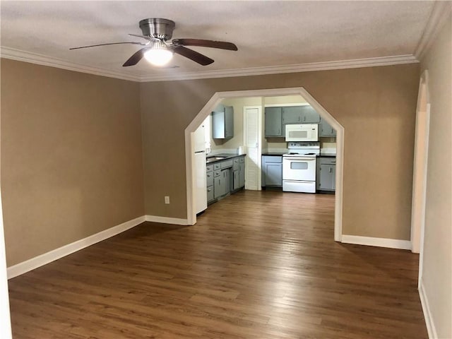 116 Nation Dr, Calhoun, GA 30701 - interior space featuring crown molding, dark hardwood / wood-style floors, and ceiling fan