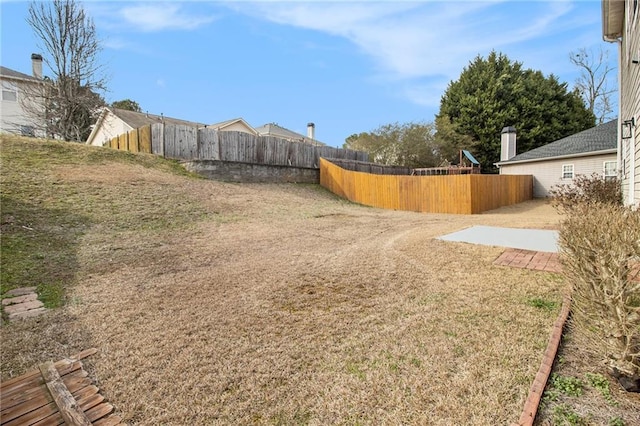 view of yard with a patio area and fence