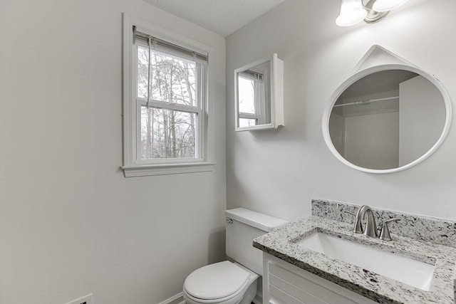 bathroom with toilet and vanity