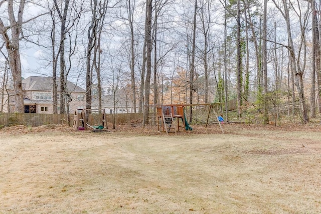 view of yard with a playground