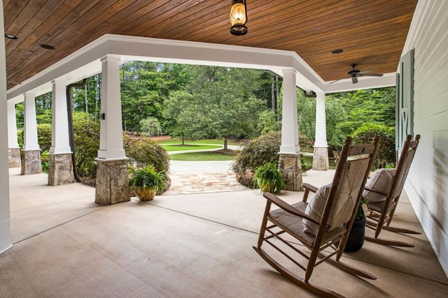 view of patio / terrace featuring ceiling fan