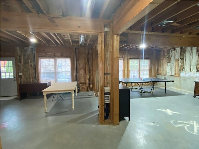 basement with a healthy amount of sunlight