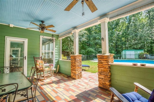 view of patio / terrace with ceiling fan