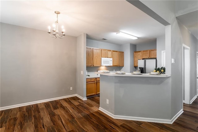 208 Oconee Way, Canton, GA 30114 - kitchen featuring white microwave, stainless steel fridge with ice dispenser, dark wood-type flooring, and light countertops