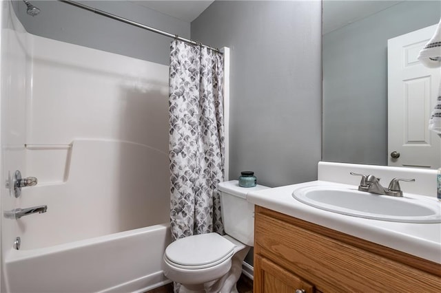 208 Oconee Way, Canton, GA 30114 - bathroom featuring vanity, shower / tub combo, and toilet