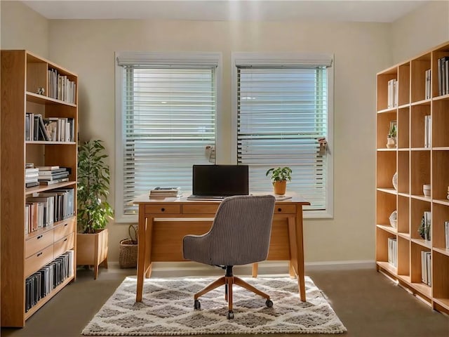 view of carpeted office space