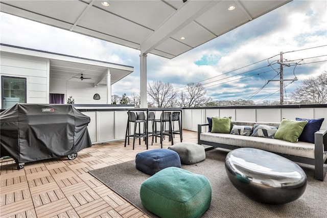 view of patio / terrace with an outdoor hangout area and area for grilling