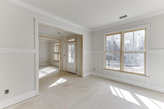 interior space with ornamental molding