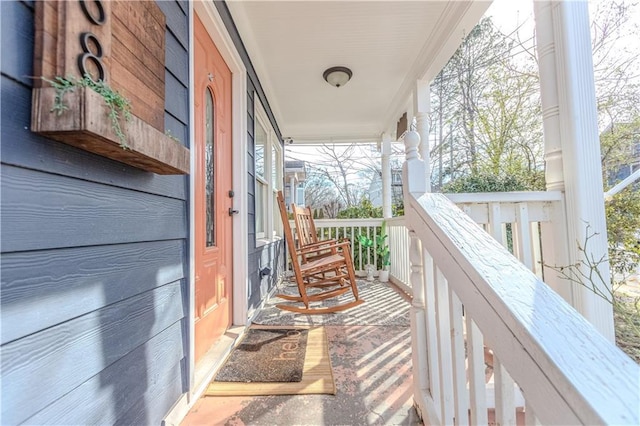 balcony featuring a porch