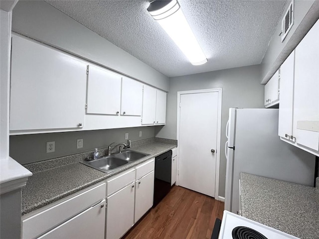 3020 Wingate Way, Sandy Springs, GA 30350 - kitchen with dark wood-type flooring, a sink, visible vents, white cabinets, and dishwasher