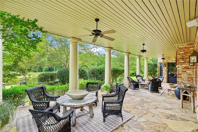 view of patio / terrace with outdoor lounge area and ceiling fan