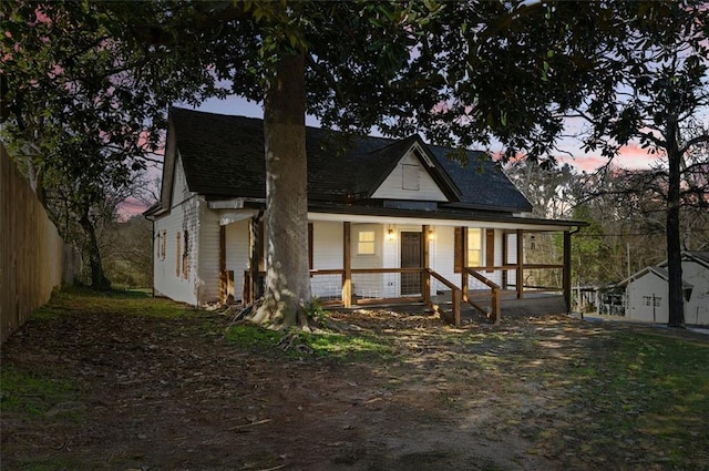 view of front of home featuring covered porch