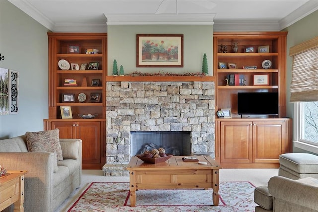 79 Strawberry Way, Jasper, GA 30143 - living area with a fireplace and crown molding