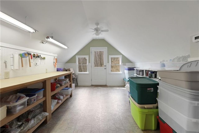 79 Strawberry Way, Jasper, GA 30143 - garage with ceiling fan and a workshop area