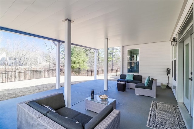 view of patio featuring an outdoor living space