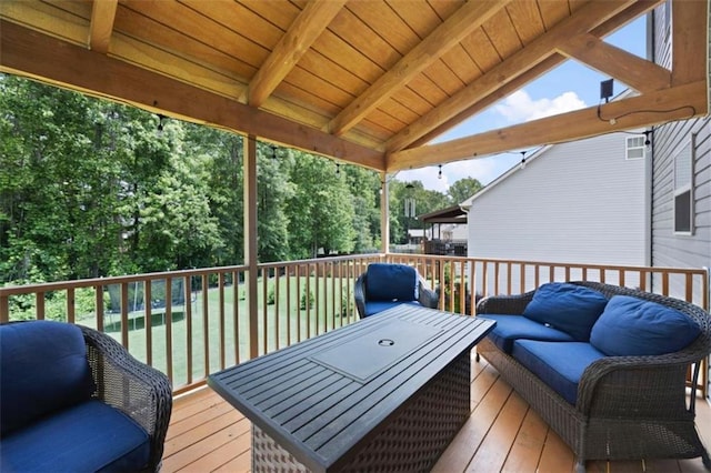 1016 Buckeye Ln, Villa Rica, GA 30180 - wooden deck with an outdoor living space and a grill