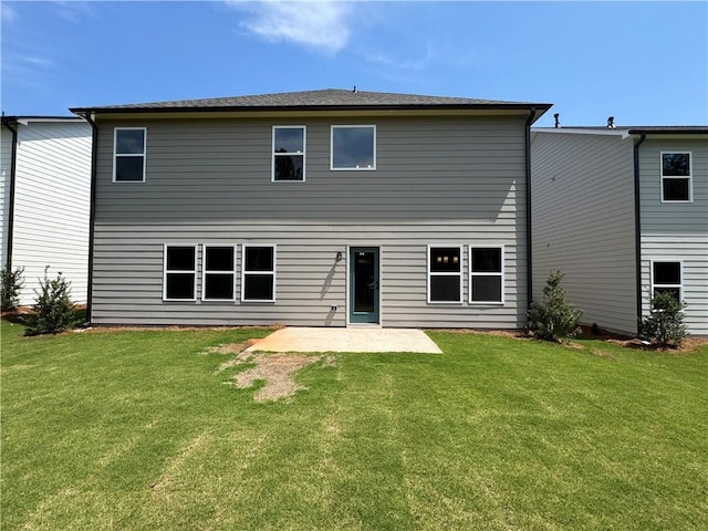 23 Gresham Ct, Dawsonville, GA 30534 - rear view of house with a patio and a lawn