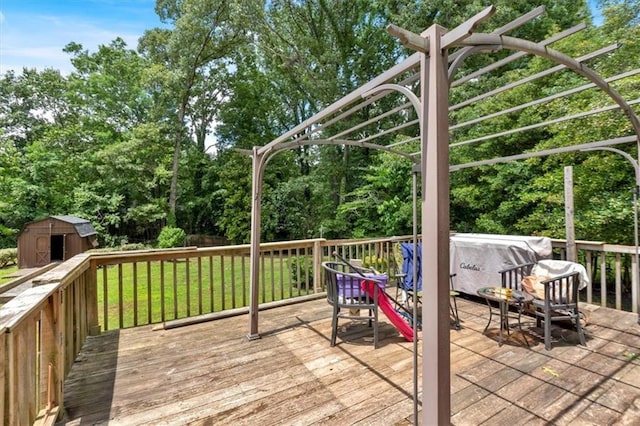 6863 Recreation Ln, Acworth, GA 30102 - wooden terrace featuring view of wooded area and a lawn