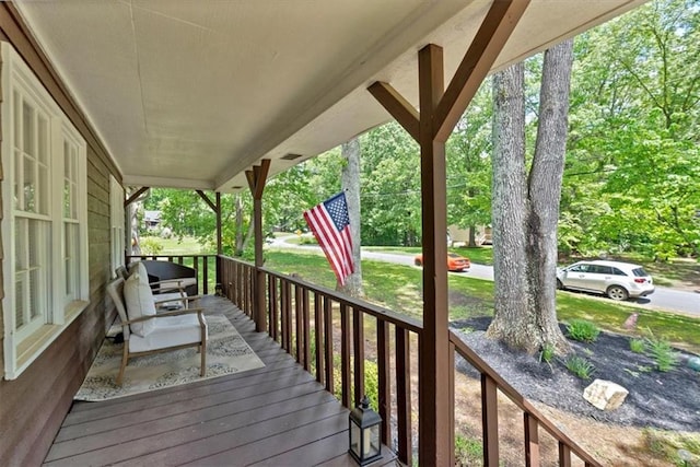 6863 Recreation Ln, Acworth, GA 30102 - wooden porch featuring grilling area
