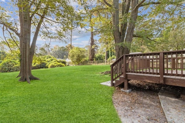 view of yard with a deck