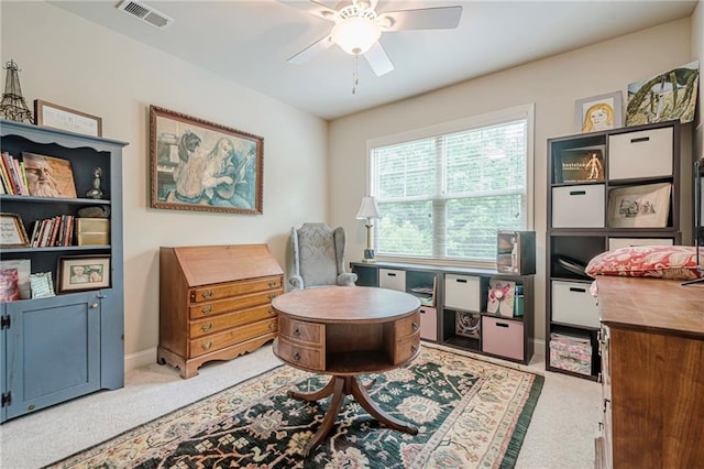 285 Turtle Rock Pl, Acworth, GA 30101 - office with ceiling fan, light carpet, and baseboards