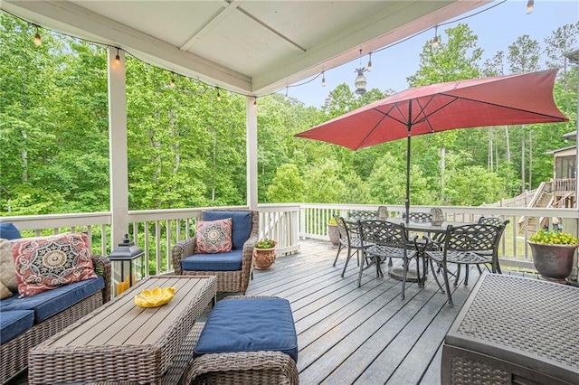285 Turtle Rock Pl, Acworth, GA 30101 - wooden terrace featuring outdoor dining space and outdoor lounge area