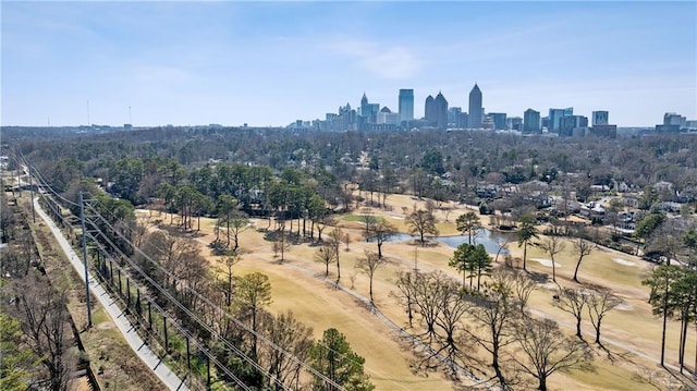 drone / aerial view with a view of city