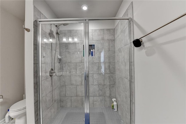 2719 Hedgeway Cir, Kennesaw, GA 30144 - bathroom featuring a shower stall and recessed lighting