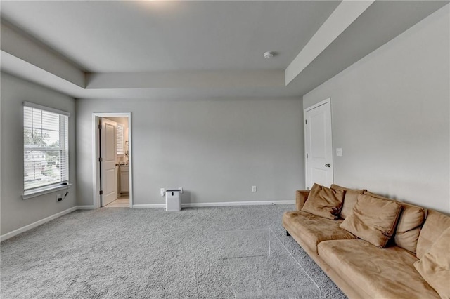 2719 Hedgeway Cir, Kennesaw, GA 30144 - carpeted living area with a raised ceiling and baseboards