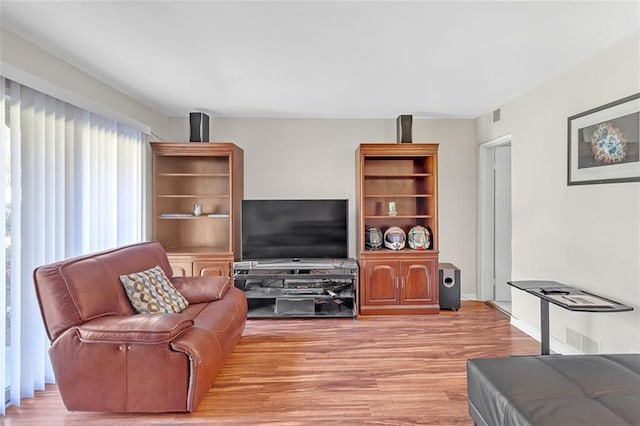 living room featuring light wood-type flooring