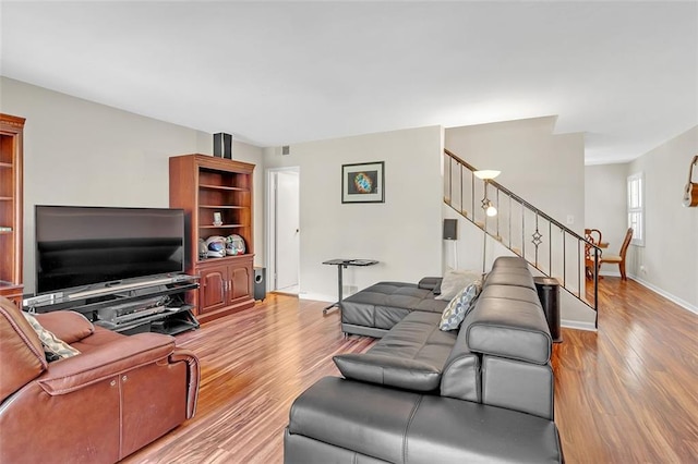 living room with light wood-type flooring